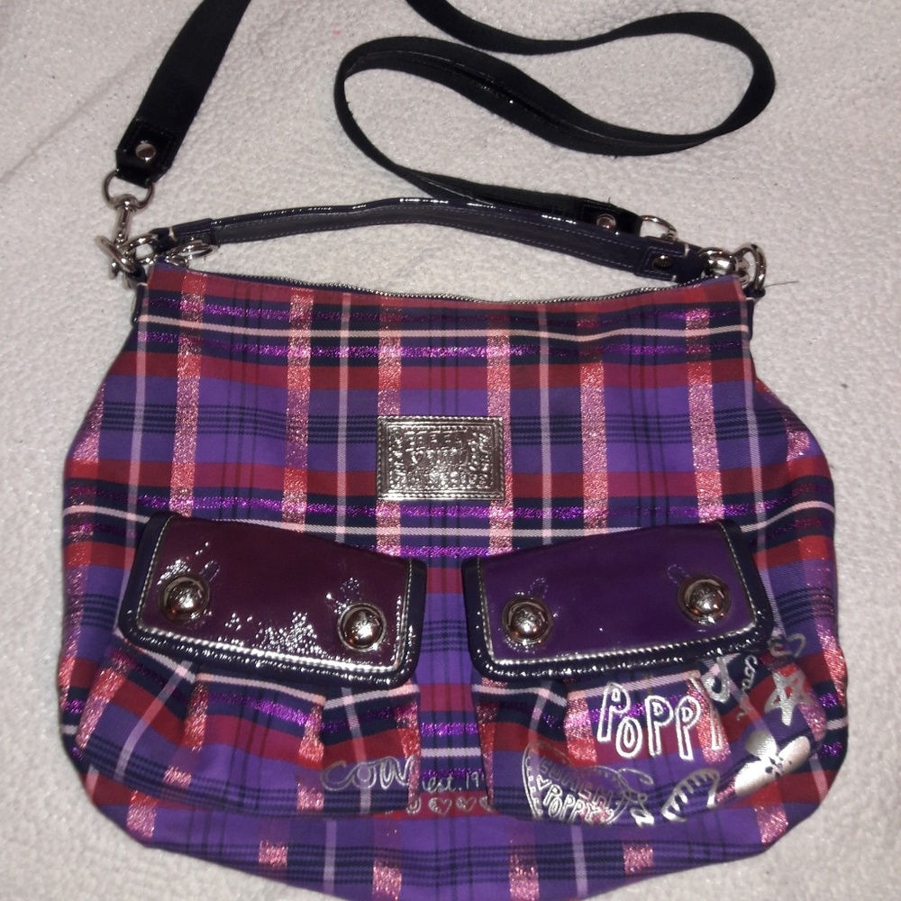 Coach Poppy Tartan Plaid Crossbody Hobo Bag
